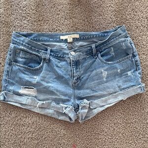 Forever 21 Blue Distressed Jean Shorts